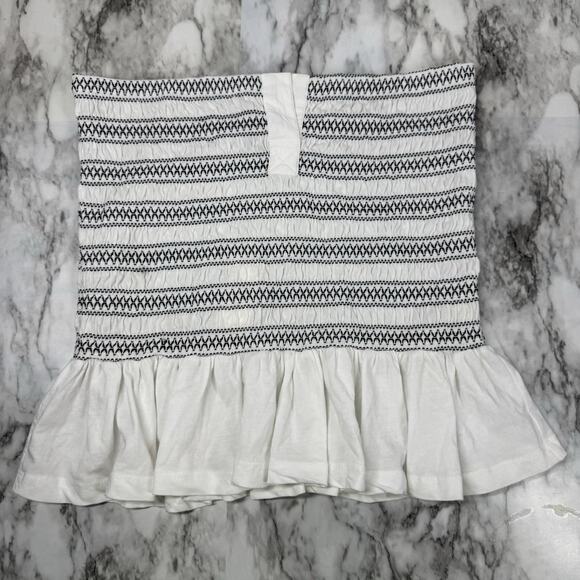Anthropologie Maeve Smocked Split Tube Blouse Top Strapless Ruffle XS NWD 280092 - Picture 5 of 9